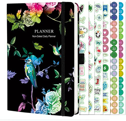 LinYesh Wochen-Tagesplaner ohne Datum, A5 Undatierter Kalender, Wochen-/Monats-/Jahresplaner, Klimaneutral, Terminplaner-Hardcover