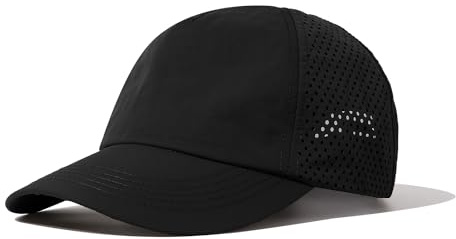 CLAPE Sport Cap Herren Laufmütze Sommer Basecap Damen Schnell Trocknend Leichte UV Schutz 5 Panel Cap für Running Wander Golf Schwarz Black WBBC7