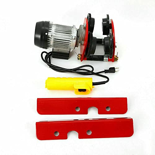 Electric Hoist Lift 2000LBS Overhead Electric Motor Hoist Trolley Garage Winch Crane, Trolley w/I-Beam Links, Remote Control, 1400r/m, Heavy Duty Automatic Shop Overhead Motor Hoist Lift
