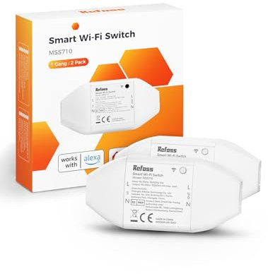 Refoss Interruttore WiFi Smart Switch Compatibile con Alexa & Google Home, DIY Spina con Interruttore Intelligente - Controllo Remoto, Timer e Regolazione del Programma (2 Pezzi)