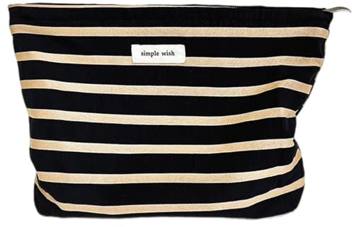 Torytoe Bolsa de Cosméticos de Gran Capacidad, Multifuncional y Portátil para Viaje, Neceser de Maquillaje para Mujer, Caqui Rayas