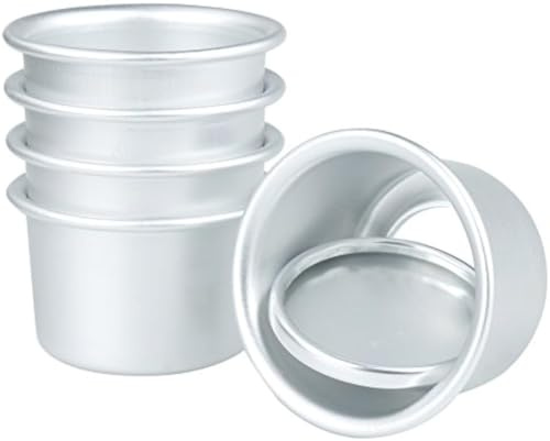 EKOKIM 10 st 5 cm rund mini kakform tårtform set med lös bas non-stick aluminium kakform med avtagbar botten bakform panna för jul födelsedag bröllopsfest kaka bakning