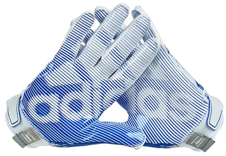 Adidas Youth Scorchlight 6 Football Receiving Gloves, White/Royal, Small