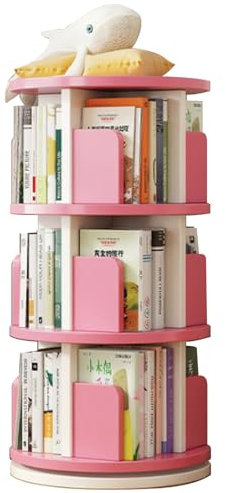 ZHDLDPUK Drehbares Bücherregal, Bücherturm, Um 360 Grad Drehbares Bücherregal, Geeignet Für Kleine Räume Und Kleine Eckbücherregale, Schlafzimmer, Wohnzimmer, Bücherregal Aus Holz