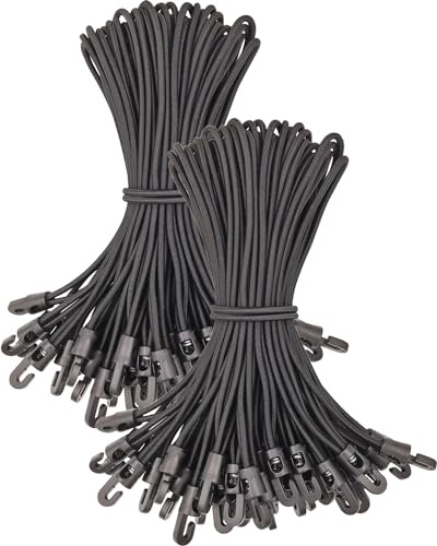 WMZOBH Spanngummi mit Haken 100 Stück - Expander mit Haken 25 cm, Planenspanner Gummispanner mit Haken für Camping Planen (Schwarz)