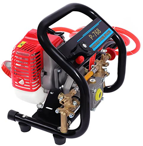 HOARLICN Soplador de hojas de gasolina de 2 tiempos, 26 cc, motor refrigerado por aire, hasta 8.500 revoluciones, ventilador de jardín, refrigeración por aire, hoja para limpieza de alta presión de