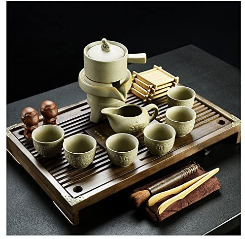 Service à thé chinois avec statue de Bouddha – Théière Gongfu – Tasse à thé japonaise Kungfu – Sac de voyage portable, théière et tasse à thé en céramique – Idée cadeau unique pour les amateurs de thé