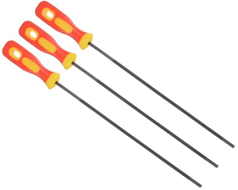 CoCud Chainsaw File, 5/32(4mm), High Carbon Hardened Steel Round Sharpener Files with Non-Slip Handle - (Applications: for Sharpening Chain Saws), 3pieces