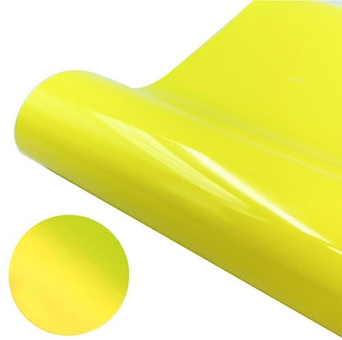 budiniao Leuchtender Vinyl Wärmeübertragungsaufkleber zum Aufbügeln, für Zuhause, Salon, Haushalt, Bekleidungsfolie, Druck, Kleidung, DIY Handwerksbedarf, Gelb Hellgelb