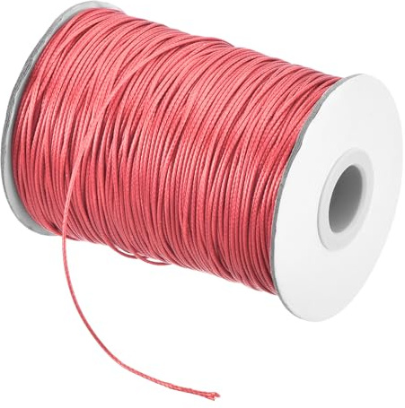 QUARKZMAN Cordoncino Cerato 1mm Cordoncino in Poliestere Cerato 175 Iarde Filo Cerato per Realizzazione Braccialetti Collane Perline Gioielli Creazioni Fai Da Te (Rosso Chiaro)