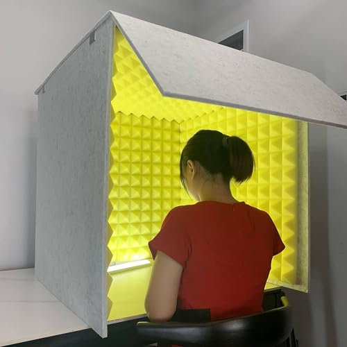 LYFDPN Microphone Isolation Booth Cube,Desktop Soundproof Cover,Portable Vocal Booth,Portable Vocal Recording Booth For Music Studio Bedroom Home (Inneryellow)
