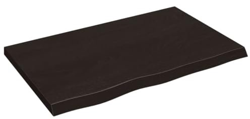 Makastle Waschtischplatte Holzbohlen Ideal für Aufsatzwaschbecken, Tischplatte Holzplatte Baumkanten-Platte für Heimwerker, Arbeitsplatten, Dunkelbraun 80x50x(2-4) cm Massivholz Behandelt