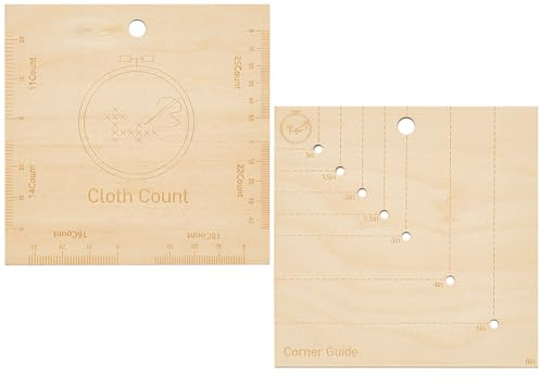 BENECREAT 2 Pieza de Calibre de Esquina de Costura de Madera, Plantilla de Almendra Blanqueada Herramienta de Costura de Esquinas para Punto de Cruz Marcadores de Punto de Inicio de Bordado