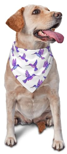 Hundhalsduk, lila kolibri-triangelhaklapp, hundnäsduk, söta hundtillbehör, hundhalsdukar