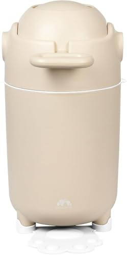 Bebeconfort Odour Control Diaper Bin Storlek M, Anti Odour-lock, Kompatibel med Alla Blöjpåsar, Rymmer Upp Till 20 Blöjor, Enhandsanvändning, Praktiskt Storlek för Förvaring, Enkel att Rengöra, Sand
