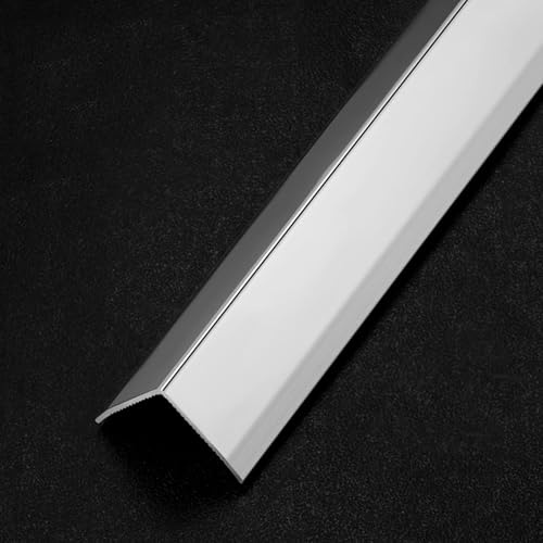 WJYWX L Molding Stainless Steel Corner Guards, 3pcs 0.9m Metal Protector Strips,for Wall Cabinet Baseboard Protection And Decoration(Brilliant Silver,25mmx25mm)