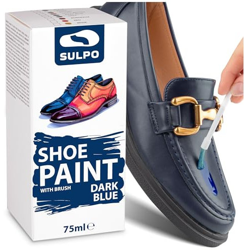 SULPO Schuhfarbe - Lederfarbe Navy 75 ml - Ideal für genarbtes Leder Pflege - Effektive Lederpflege Für Schuhe, Taschen Und Accessoires