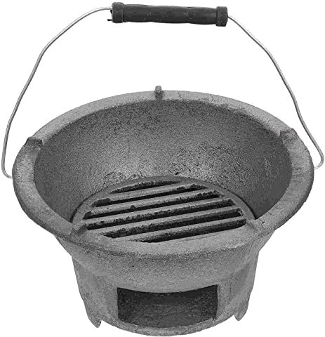 Parrilla para barbacoa al aire libre, barbacoa de hierro con fuego, pequeña barbacoa de carbón fundido, portátil, camping, estilo interior, mesa