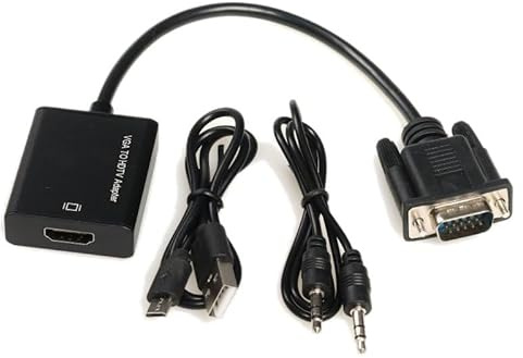 Velocraze Adapter - Konvertiert VGA-auf-HDMI-Signal mit Audio; inklusive Micro-USB-Anschluss; ideal für den Anschluss von Geräten an Moderne Displays.