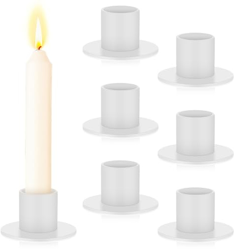 HOTUT Bougeoirs en Métal, 6 Pièces Porte Bougie Métal Moderne, Chandelier Bougeoir, Candle Holder, pour Les Centres de Table, Fêtes, Mariages, Dîners, Décorations D'intérieur，Blanc