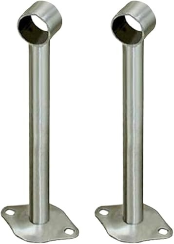 Lot de 2 supports de tringle à rideaux en acier inoxydable pour fixation au plafond et penderie (200 mm)