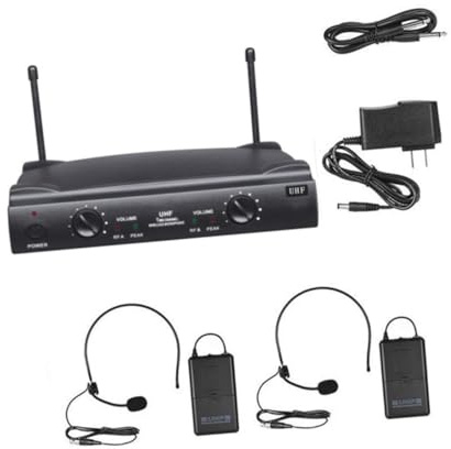 HAMPPLIES Microfono Wireless Uhf Doppio Canale Trasmettitori Bodypack e Microfoni Auricolari Microfonico Professionale Ricevitore e Uscita Xlr Range Mhz