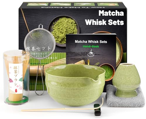 7 Pcs Matcha Set, Matcha Kit for Ceremony, Matcha Tea Set for Making Latte, Japanese Matcha Ceremony Kit, Bamboo Matcha Whisk Set and Bowl(chawan) with All Accessories, Gift for Matcha Lover