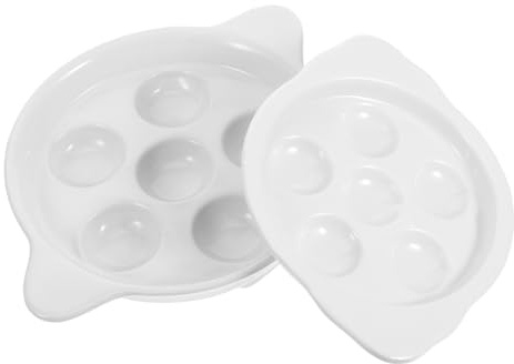 TOYANDONA 2 pièces Assiette Escargot Céramique pour Cuisson Au Four Résistante Haute Température avec Section Spéciale Œufs de Caille pour Escargots et Fruits de Mer Lot