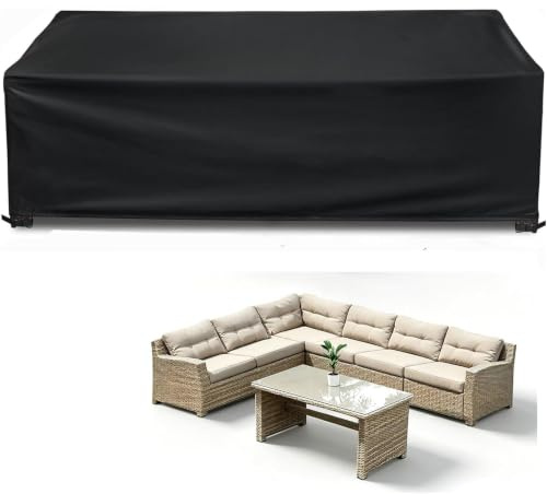 BDBSGBH - Funda protectora para muebles de jardín (130 x 130 x 75 cm), color negro resistente al viento, antiUV, tejido Oxford 420D, funda de mesa para jardín, impermeable rectangular