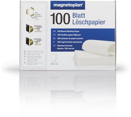 magnetoplan Löschpapier, 100 Blatt | Nachfüllpack für magnethaftenden Tafellöscher (12295) | Saugfähiges Reinigungspapier für Whiteboards | Zur effektiven Tafelreinigung in Büro, Schule + Seminar