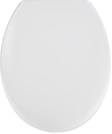 WENKO WC-Sitz Mod. Vigone antibakteriell Duroplast weiß bruchsicher Kratzfest rostfreie Edelstahl-Befestigung Maße 37,5 x 45 cm 38 x 44 cm 23,5 x 28 cm