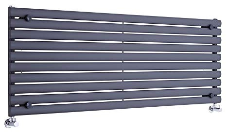 MILANO Anthracite Horizontal Single Oval Panel Radiator 590 x 1600mm