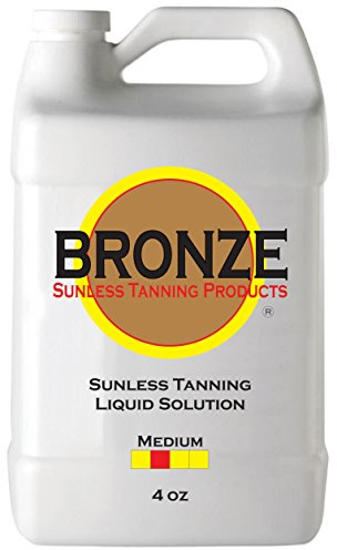 BRONZE – MEDIUM - Spray Tan Solution - 4 oz - Sunless Self Tanning Liquid for Airbrush or HVLP System + INCLUDES: Applicator Mitt, Application Gloves and Best Fake Tanner Lotion Mousse Sample