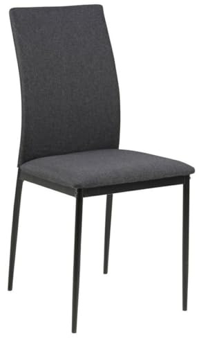 AC Design Furniture Devin Esszimmerstühle 4er Set, H: 92 x B: 43,5 x T: 53 cm, Grau/Schwarz, Stoff/Metall