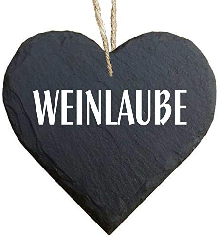 Homeyourself Herz Schieferherz Schiefer Schieferschild 10 x 10 cm Weinlaube schwarz Dekoschild Wandschild Schild Stein Wein