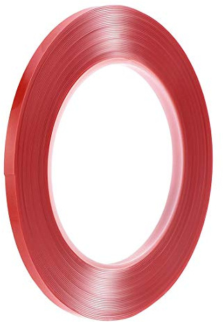 sourcing map 13/64 Pouce x 32.5ft Résistant Chaleur Acrylique Double Face Adhésif Ruban pour Écran Tactile Réparation 0.5mm Épaisseur Transparent avec Rouge Pellicule Protection