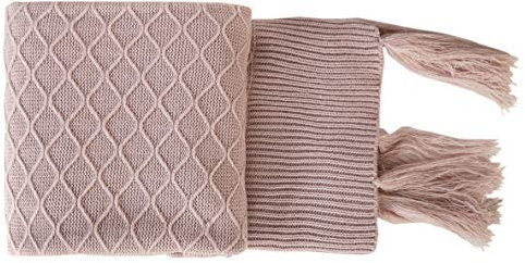 Hayisugal Wohndecke Weich Strick Wolldecke Quaste Kuscheldecke Sofadecke Tagesdecke Decke überwurf für Sofa Sessel, Rosa, 120 x 150 cm