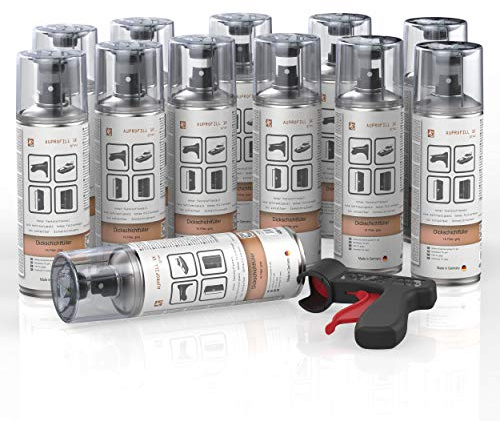 AUPROTEC Dickschichtfüller AUPROFILL 1K Filler Grundierung für Autolack Primer Spray grau 12x 400ml + 1x Original Pistolengriff