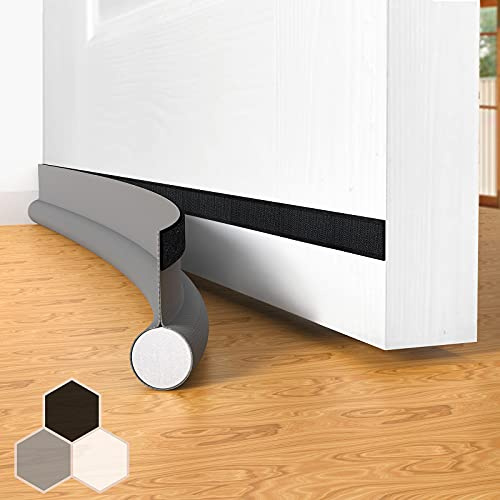Door Draught Excluder Door Draft Stopper Bottom One Sided Door Draft Blockers，37 Cutable Under Door Draft Blocker Insulator Door Sweep Weather Stripping Soundproof for Interior／Exterior Doors,Gray