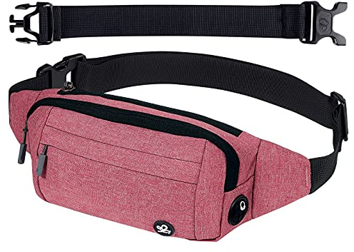 Waterfly Bumbags Waist Fanny Pack Ladies Fashion Bum Bag with Adjustable Belt for Sport Running Hiking Jogging Girls Women Men Light Red