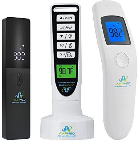 Amplim W1 F1 AE1 Non-Contact Touchless Infrared Digital Forehead Thermometer for Adults and Babies (Pack of 3)