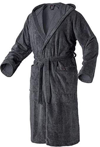 Mount Swiss Unisex AARAU Bademantel mit Kapuze I Herren Damen aus Flauschiger Baumwolle Baumwolle Farbe: grau, Grösse: 5XL