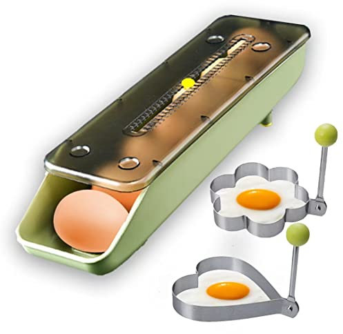 QeeHeng Contenitore per uova per frigorifero, scatola automatica per uova di rotolamento con 2 set di anelli per uova, porta uova fresche per frigorifero con coperchio,organizer per uova di casa