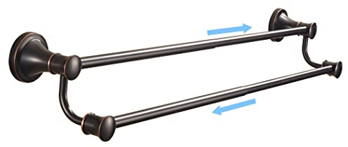 WOLIBEER Bronze Double Towel Bar, Adjustable 14.96 to 26.57 inches Towel Holder Oil Rubbed Farmhouse Towel Rack Rustic Towel Hanger Bathroom Wall Mounted