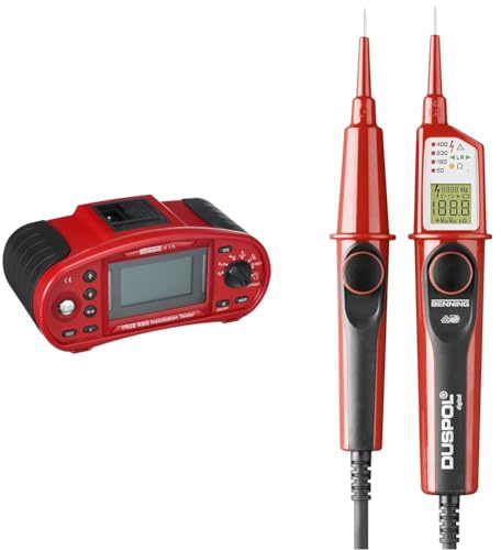 Benning IT 115 True RMS Installationstester, 044104, rot & Duspol digital Spannungs und Durchgangsprüfer, 050263