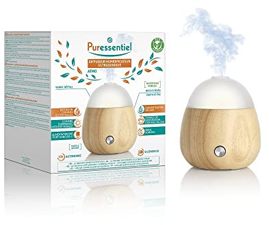 Puressentiel Diffuseur huiles essentielles humidificateur et ultrasonique Atmo -Système diffusion huiles essentielles par ultrasons - Lumière d'ambiance - jusqu'à 10h de diffusion