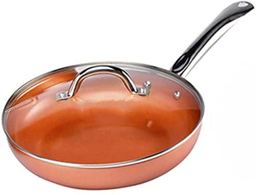 PURRL Padella Wok Padella Professionale Antiaderente Con Coperchio In Vetro Manico Singolo Arancione Padella Multifunzione Pentole little surprise