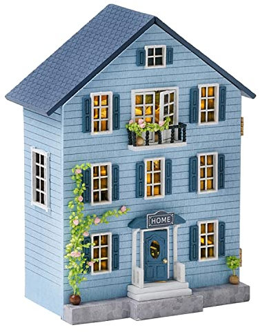 CUTEROOM Diy Dolls House Kit,Miniature Dolls House Kit with Furniture and LED Lights,Handmade Crafts Diy Miniature Room Kit for Teens Adult Gift (Molan House)