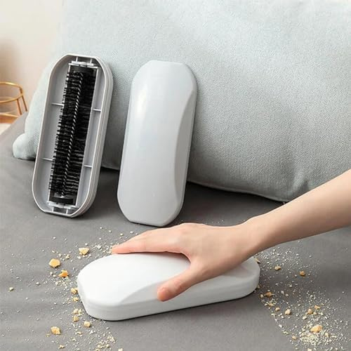 HURRISE Handheld Crumb Sweeper, Handy Rolling Bed Sweeping Brush, Crumb Brush, Reusable Home Soft Hair Debris Collector for Table Bed Sheet Clothes Sofa