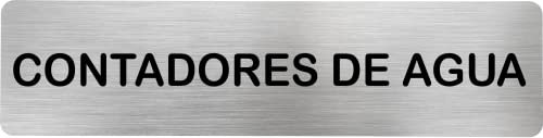 Becral® - Señal de acero inoxidable CONTADORES DE AGUA | Placa puerta INOX | Señal informativa | Cartel Puerta 200X50mm